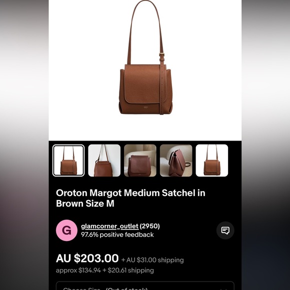 Oroton Margot Medium Satchel in Brown Size M - Picture 4 of 16